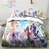 Genshin Impact  Anime Printed Bedding Set Single Twin Full Queen King Size Bed Set Adult Kid Bedroom Bedding Gift