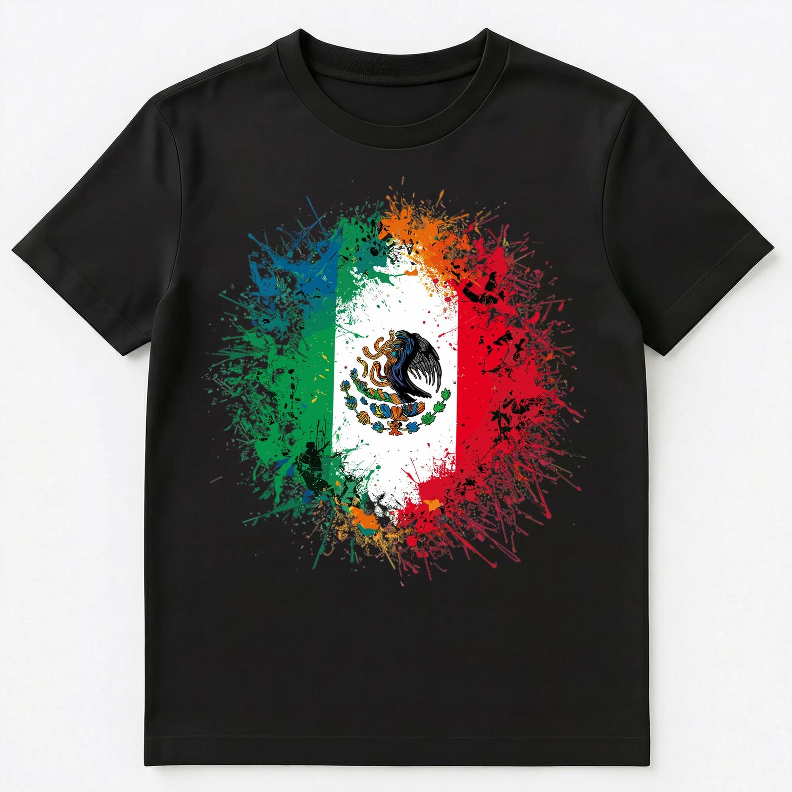 

Colorful Paint Splash Mexico Flag Art Graphic Unisex T-Shirt S