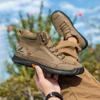 Women/ Men's PU Leather Boots, Men's Fashionable Handmade Stitched Ankle Boots, Flat Bottomed Lace Up Casual Shoes