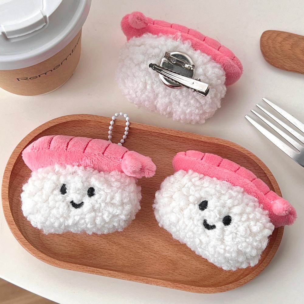 2 Pcs Cute shrimp Rice and vegetable roll doll versatile backpack pendant cartoon sushi doll key chain