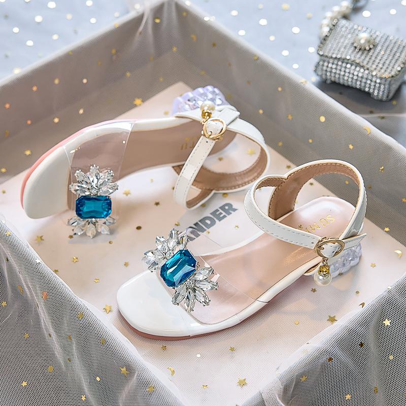 Girls sandals 2025 summer new girls princess shoes medium and old children soft sole foreign style children casual high heels