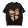 Glitter Heart Bow Print Casual Versatile Women's Top Pure Cotton T-shirt