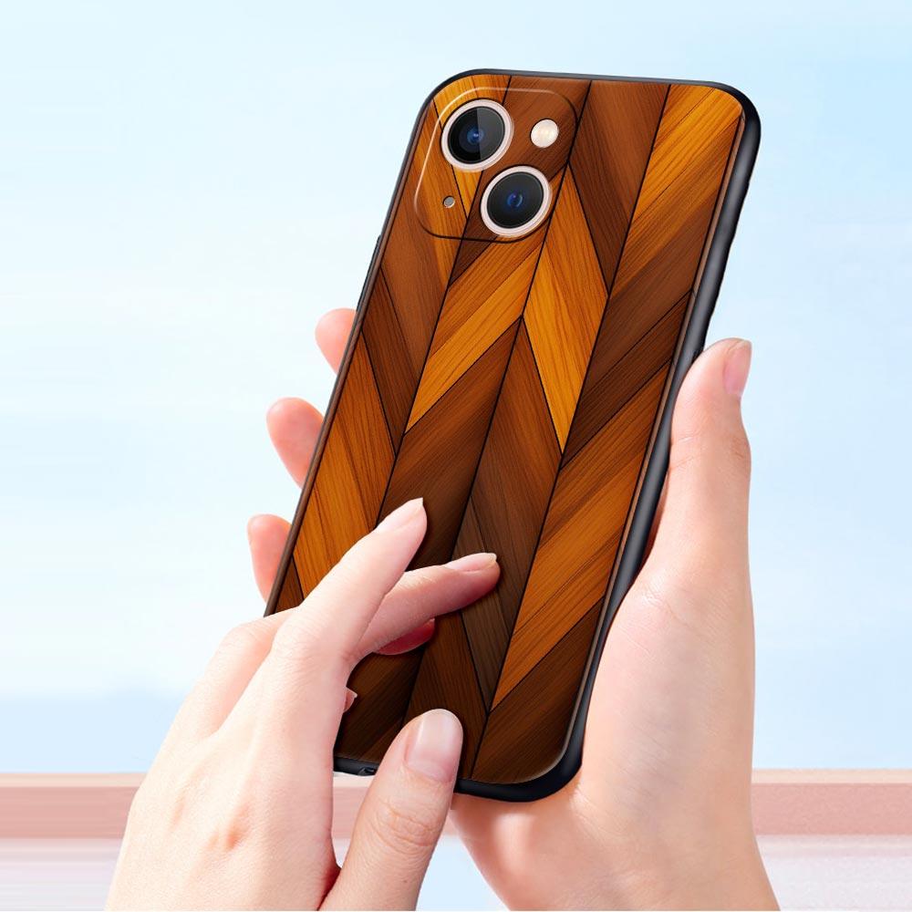 Luxury Vintage Wood Grain Pattern Phone Case Cover for iPhone 17 16 15 14 13 12 11 Pro Max 17 Air Plus Shockproof Soft TPU Shell