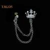 Men Retro Brooch English Style Crown Shape Rhinestone Tassel Decor Suit Coat Chest Decoration Formal Event Wedding Business Occasions Clothes Jewelry