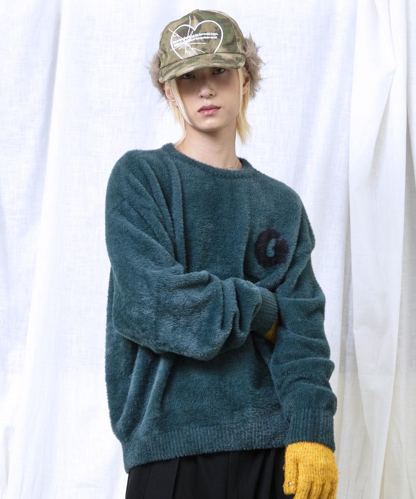GLACK Gnt066 Laffin Hairy Pullover Knit (Green)