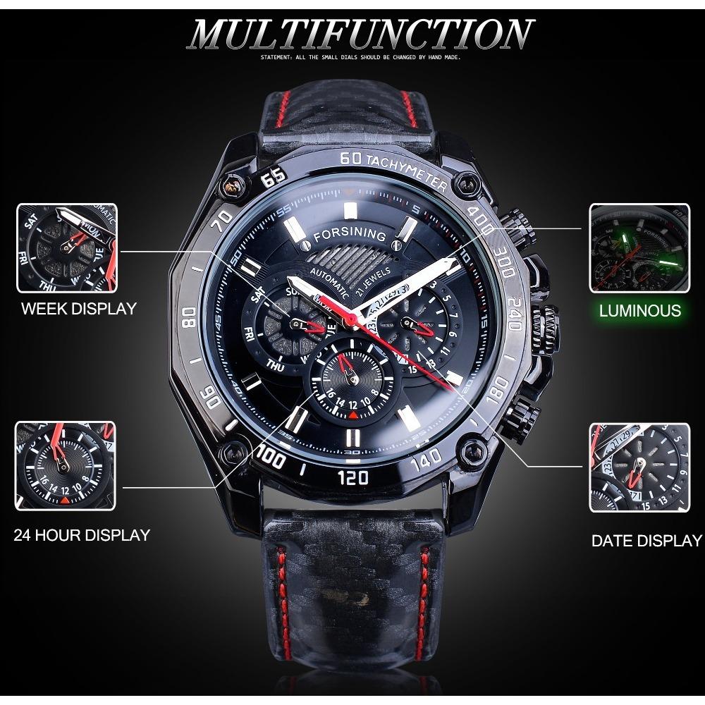 FORSINING Orologio Meccanico Da Uomo Verde – Acciaio Inossidabile, Luminoso, Datario, Carica Manuale, Impermeabile 50 M, Regalo Elegante