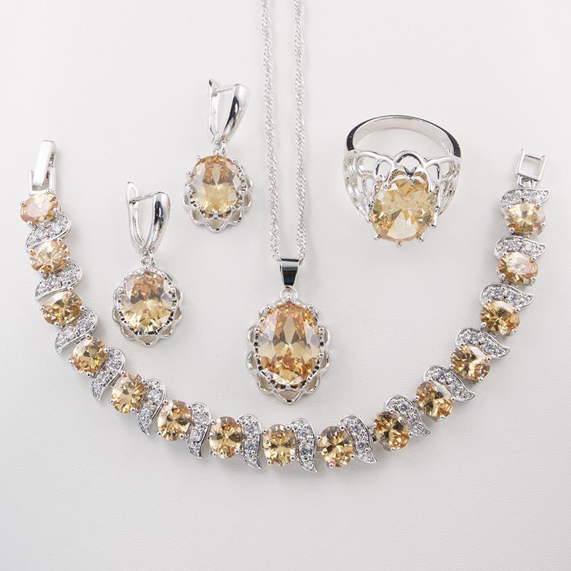

Эллиптический Минималистичный Женский Набор Серьги Ожерелье Набор Ювелирных Изделий Набор из Четырех Предметов Циркониевое Ожерелье Набор Ювелирных Изделий Size 10 шампанского