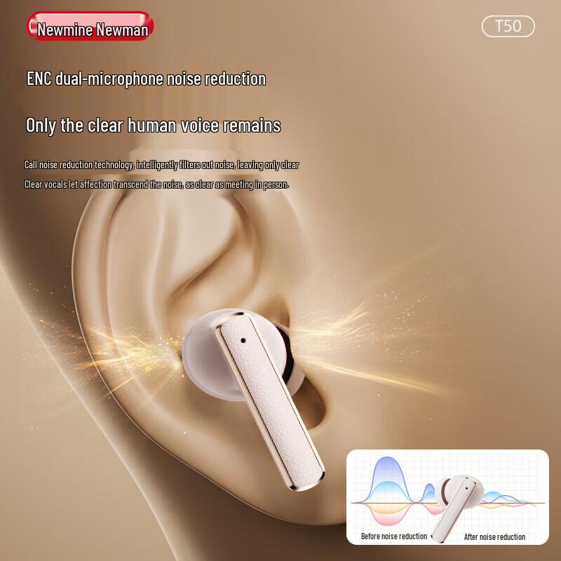 Newmine T50 Dual-Mic Noise Cancelling Bluetooth 5.4 In-Ear Earbuds