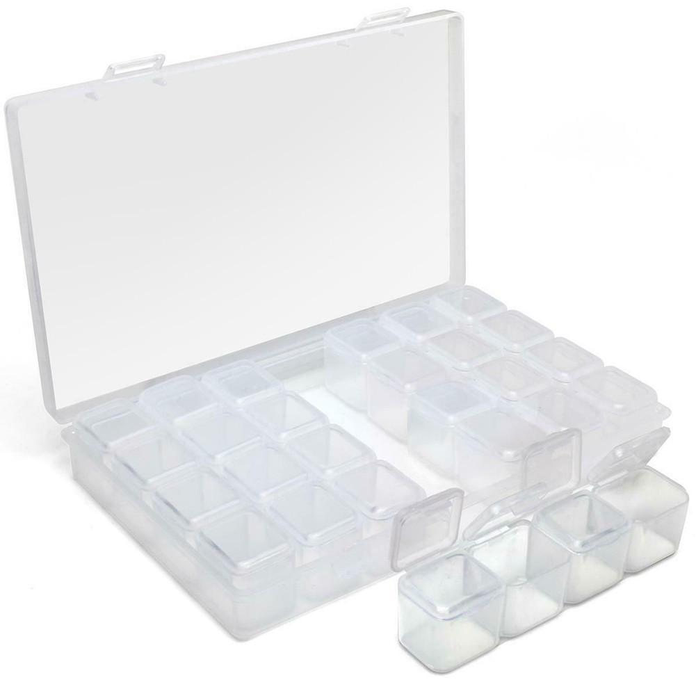 28 Grids Plastic Storage Box Art Bead Organizer Boxes Tray DIY Embroidery Accessories Container Hold Case