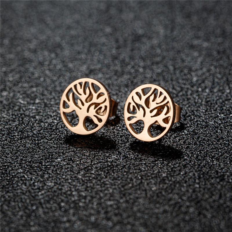 Vintage Tree of Life Earrings Stainless Steel Norse Mythology Jewelry Love Peace Studs Gift for Women Men