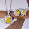 925 Sterling Silver French Elegance and Fashion Floral Design with Sparkling Yellow Zircon Women's Jewelry SetGood Product
