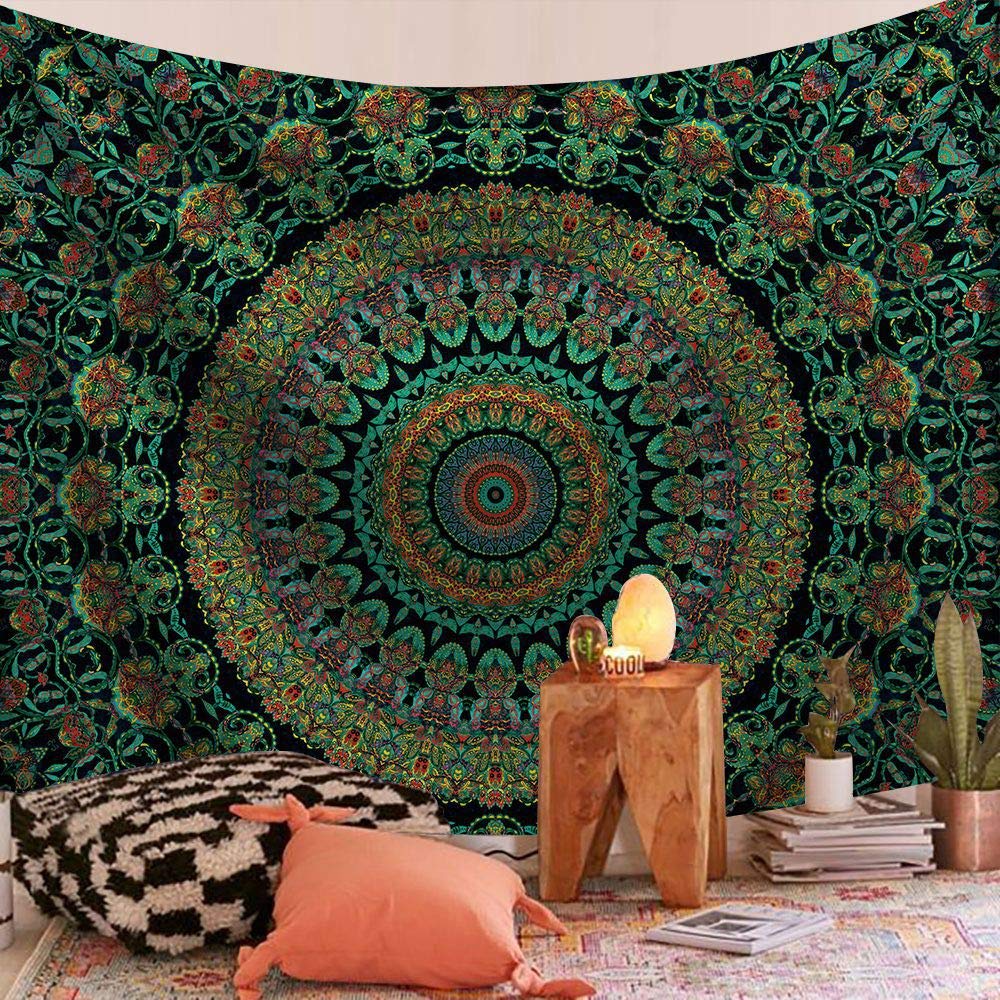 Boho Aesthetic Tapestry Mandala Tapestry Pink Floral Medallion Tapestries Wall Hanging Art Decor for Bedroom Living Room Dorm
