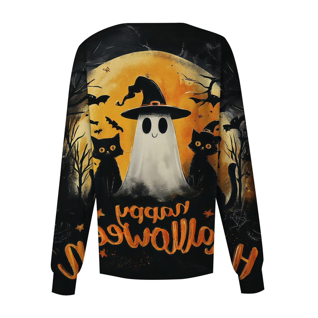 Women's Halloween Print Cardigan - Long Sleeve Single Breasted Casual Sweater Top