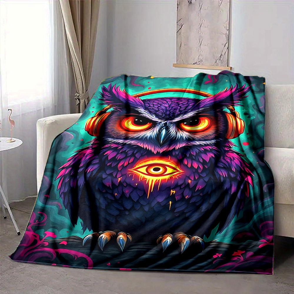 1pc Owl Blanket, Lightweight Flannel Throw Blanket for Sofa, Bed, Travel, Camping, Living Room, Office, Couch, Chair, and Bed