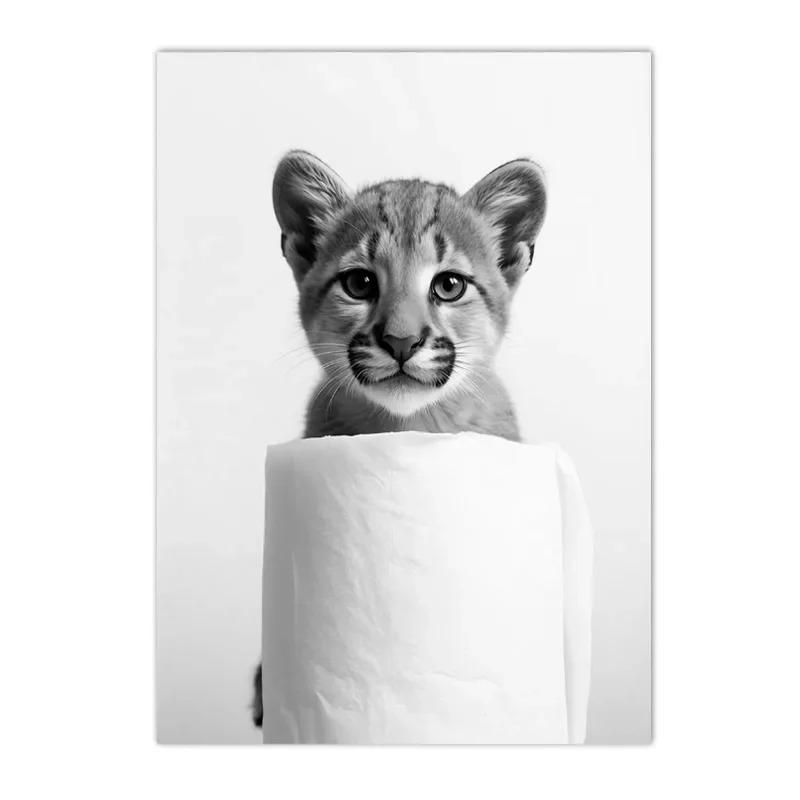 Black and White Otter Squirrel Canvas Painting Poster Prints Nordic Wall Art Home Decor Bathroom Animal Art