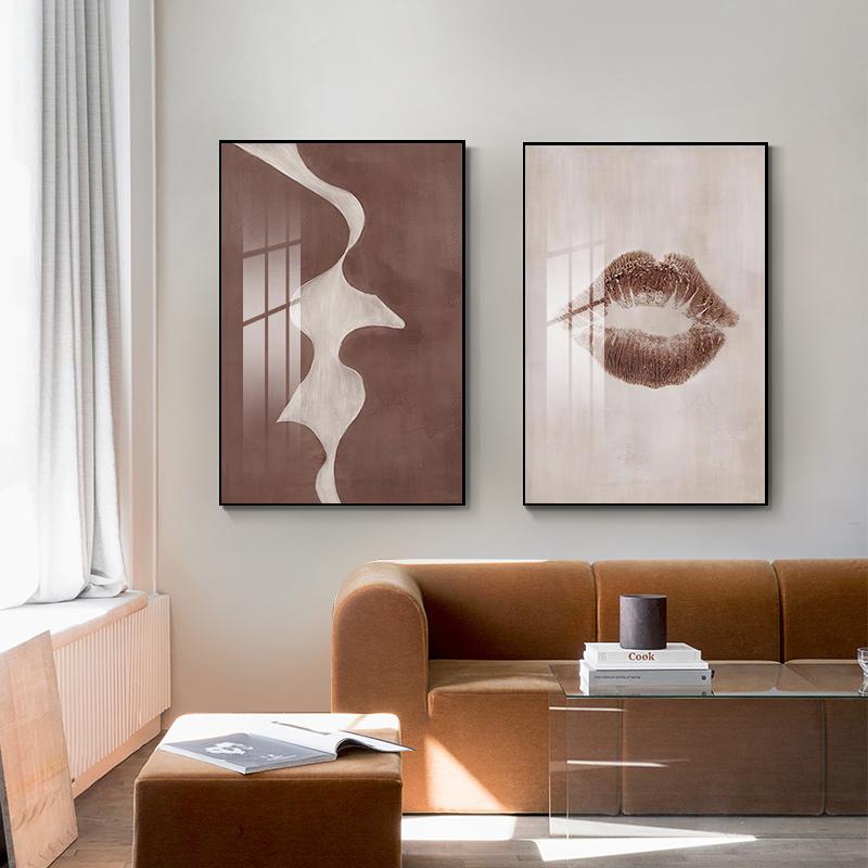 Fashion Canvas Painting Nordic Wall Art Abstract Beautiful Line Lip Print Posters and Prints Wall Pictures Living Room Home Deco