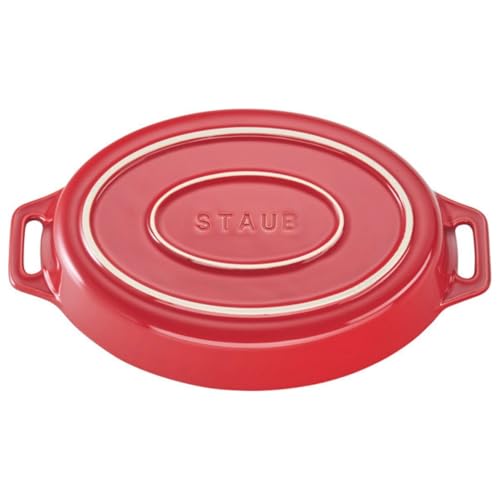 Staub "Oval Dish Cherry" 23cm Ceramic Gratin Dish, Oven and Microwave Safe [Official Japanese Product] Dish 40508-606