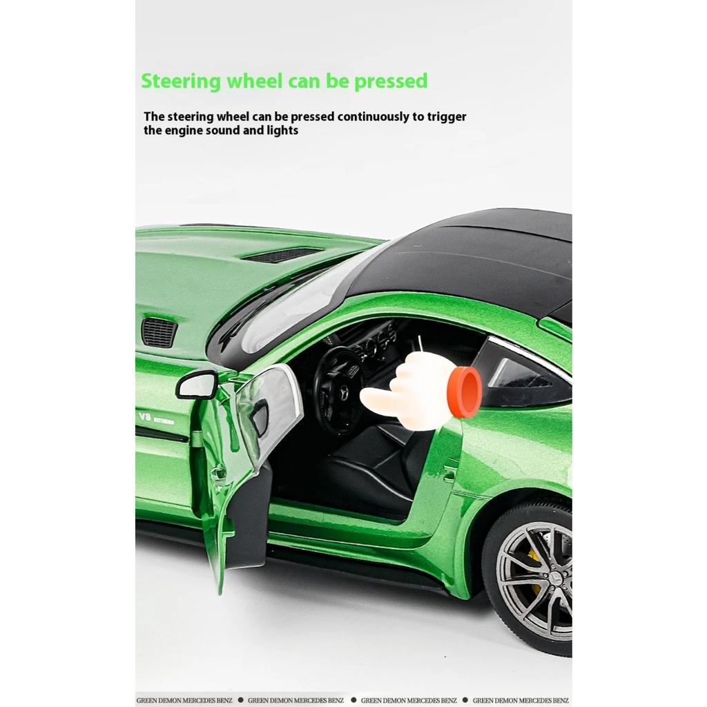 1/18 BENZ AMG GTR  Alloy Car Model Toy, Realistic Lights & Sounds, Kids Racing Enthusiast's Dream Collectible