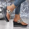 Women's Summer Thick-Soled Rhinestone Beach Sandals, Retro Ethnic Style Fashionable Footwear, Available In Large Sizes.