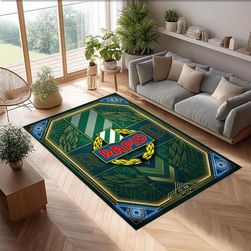 Rapid Wien FC Soccer Football Pattern Soft Area Rug Non Slip Indoor Floor Carpet Sports Decor Mat for Bedroom