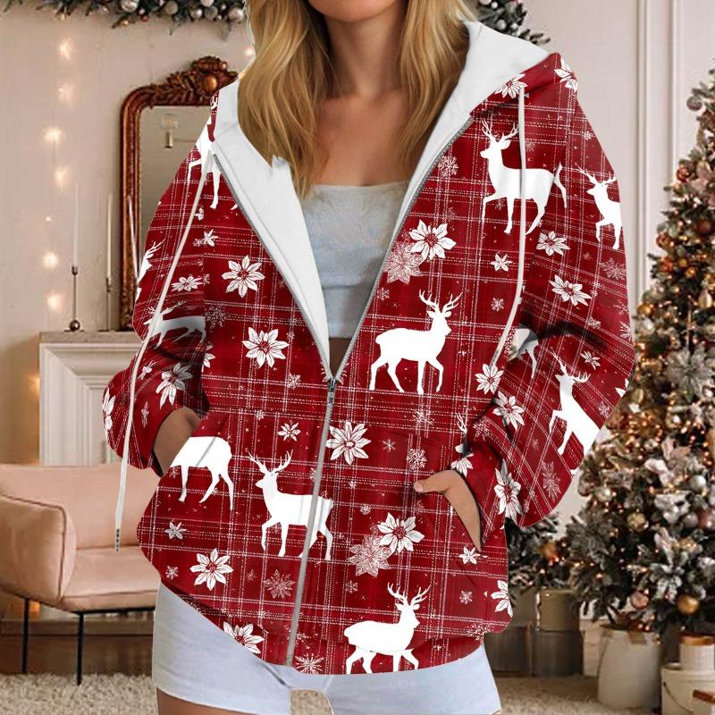 Fall Hoodies for Women Women's Sweatshirt Christmas Graphic Hoodies Casual Long Sleeve Loose Pullover Tops With Ladies Fall Tops