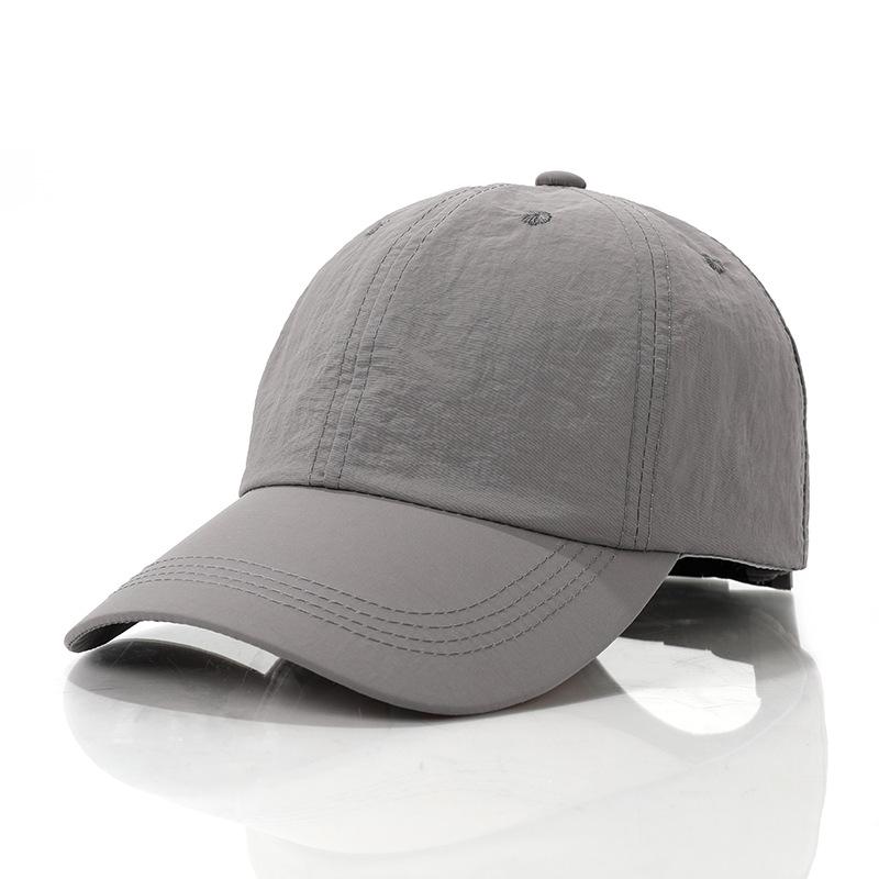 Wholesale InStock Custom High Quality 6 Panel Nylon Running Hat Polyester Waterproof Breathable Unstructured Cap Sports Fashion 58cm adult size серый