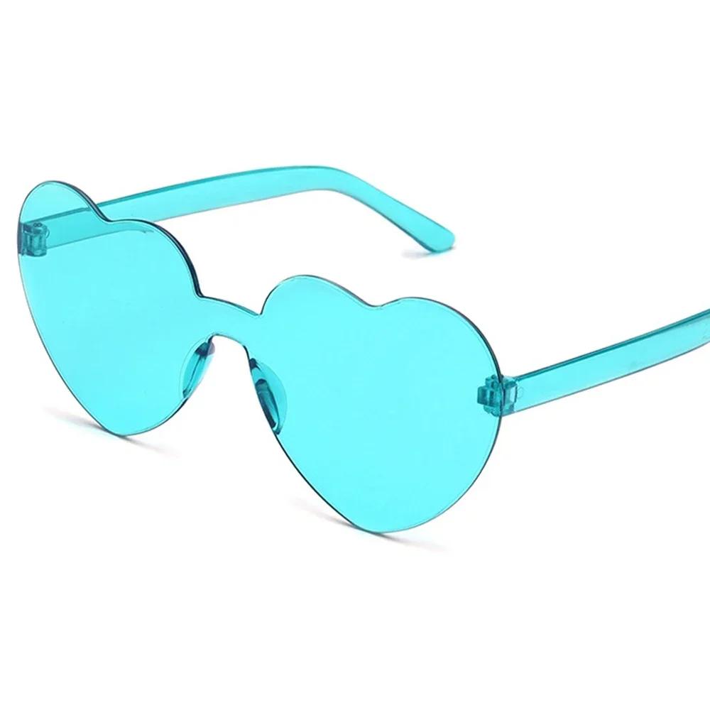 Fashion Women'S Heart-Shaped Sunglasses With Candy-Colored Transparent Plastic Frames Love Heart Sun Glasses For Female In One