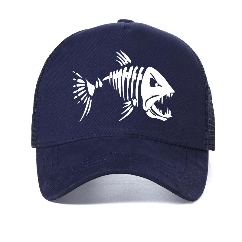 

Fishbone Trucker hats Men Fishing Skeleton Fish Bone Cap HipHop Baseball Caps cool Summer Fisher Man Mesh hat gorra Adjustable