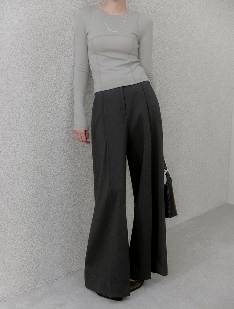 Memua Poise Autumn Maxi Wide Slacks (Charcoal)