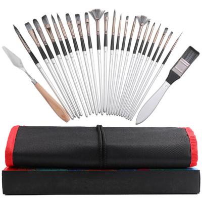 Set Pensule Vopsea Acuarelă Acrilic Artă Pensule Nailon cu Geantă Depozitare Set Pensule cu Perii Plate și Rotunde pentru Artiști Pictură Ulei Începători