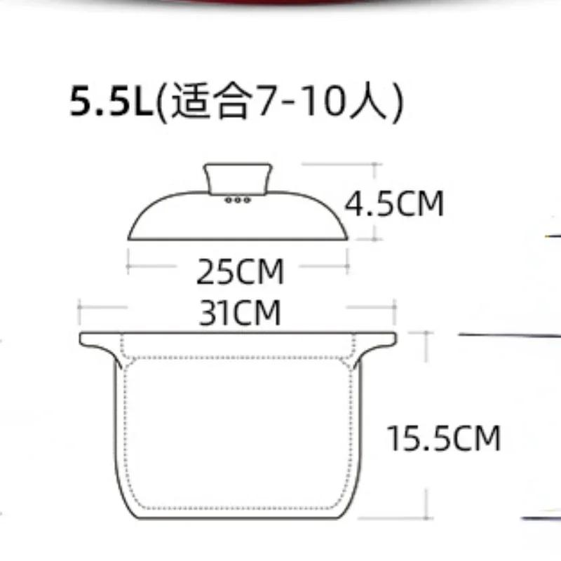 Ceramic Casserole Multi-size Chinese Red Round 1.4-5.5L Multiple Size Cooking Soup Pot Home Kitchen Supplies Saucepan Pan