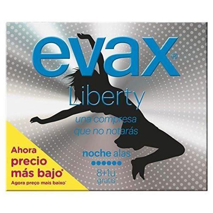Serviettes Hygiéniques EVAX Liberty Nuit Normal Avec Ailes - Lot De 9