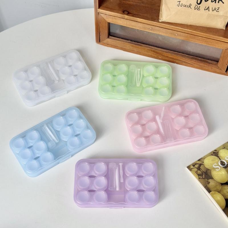 Transparent Fresh Portable Contact Lens Case Color Retro Morandi Companion Box Six Pairs Nursing Contact Lens Storage Box