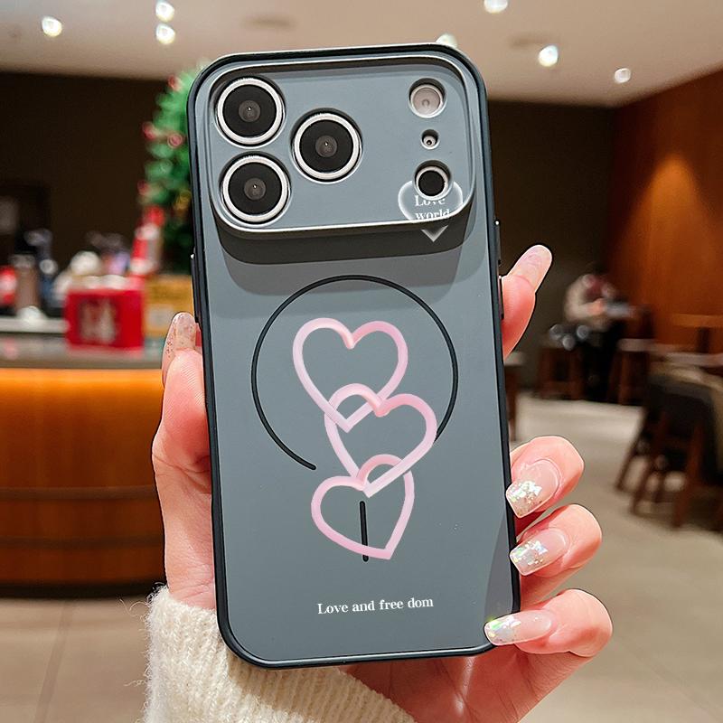 

Lovely Pink Hearts Pattern Case For iPhone 17 Pro Max iPhone 16 15 14 13 Pro Max Magnetic For Magsafe Hybrid TPU+PC Matte Cover iPhone 13 чёрный