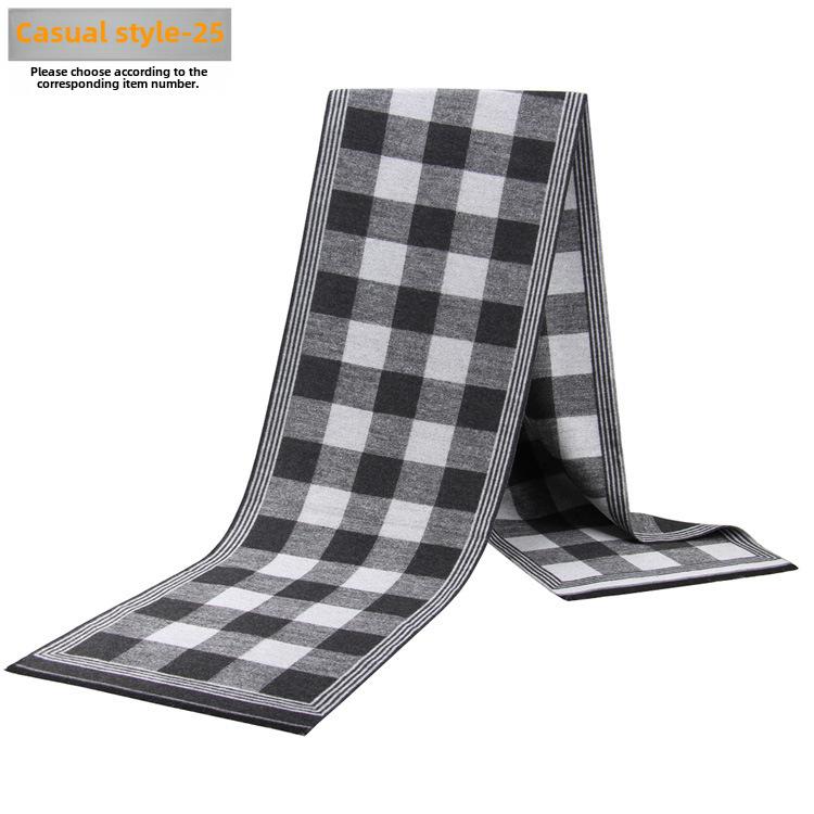 Men's Autumn & Winter Plaid Imitation Cashmere Scarf - Warm & Thick Custom Design