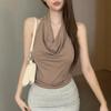 Ins Pure Desire Spice Girl Slim Fit Sexy Swinging Neck Sleeveless T-shirt Female Summer Royal Sister Careful Bottom Top Female Tide