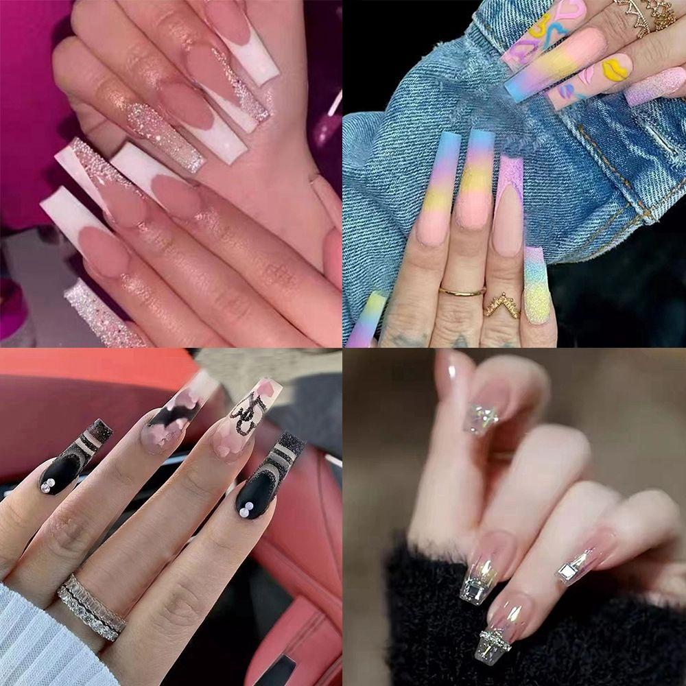 

24 шт./кор. балерина, полное покрытие, маникюрный инструмент, носимые накладные ногти, накладные ногти в виде гроба