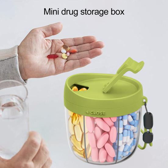 Pill Dispenser with 7 Compartments Anti-Mix Design Easy Access Pill Bottle Organizer Travel BPA-Free Pill Container