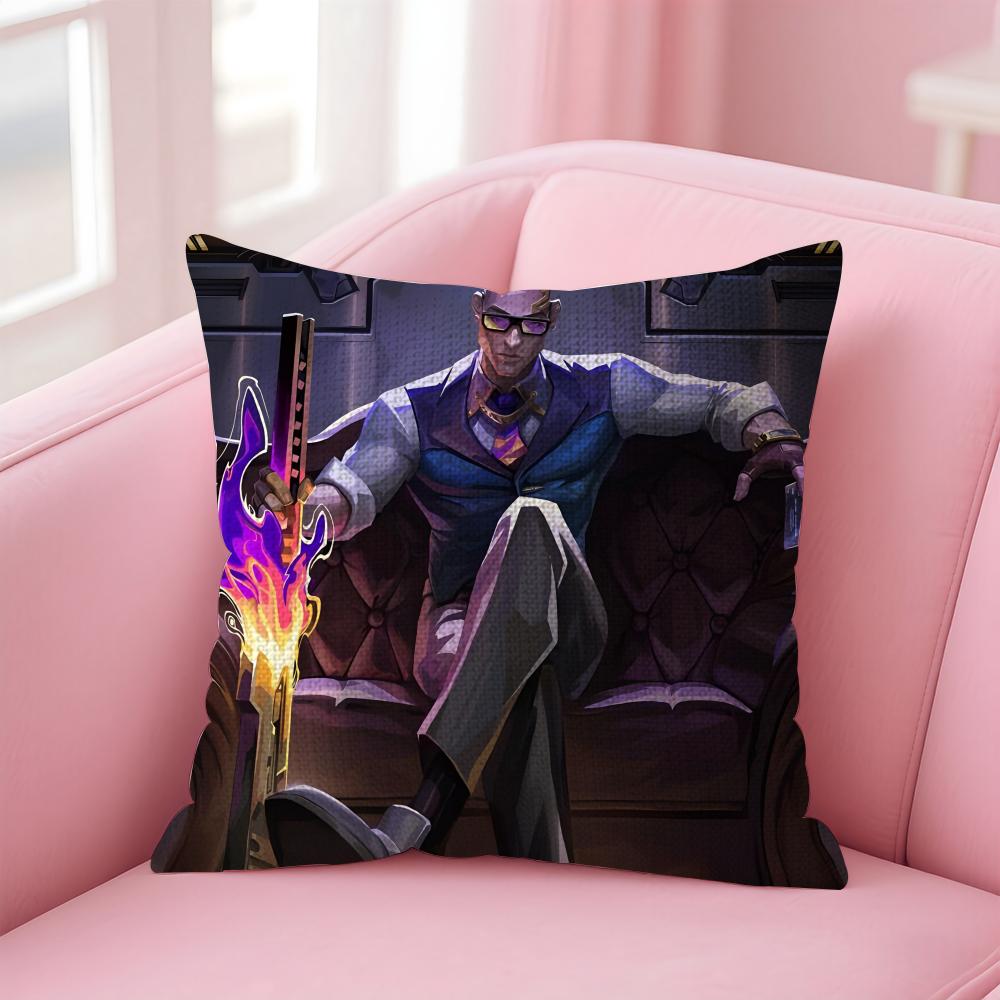 Games VVALORANTS Cushion Cover Natural Linen Pillow Case DoubleSided Print Decorative Sofa Pillowcase Home Decor Gift