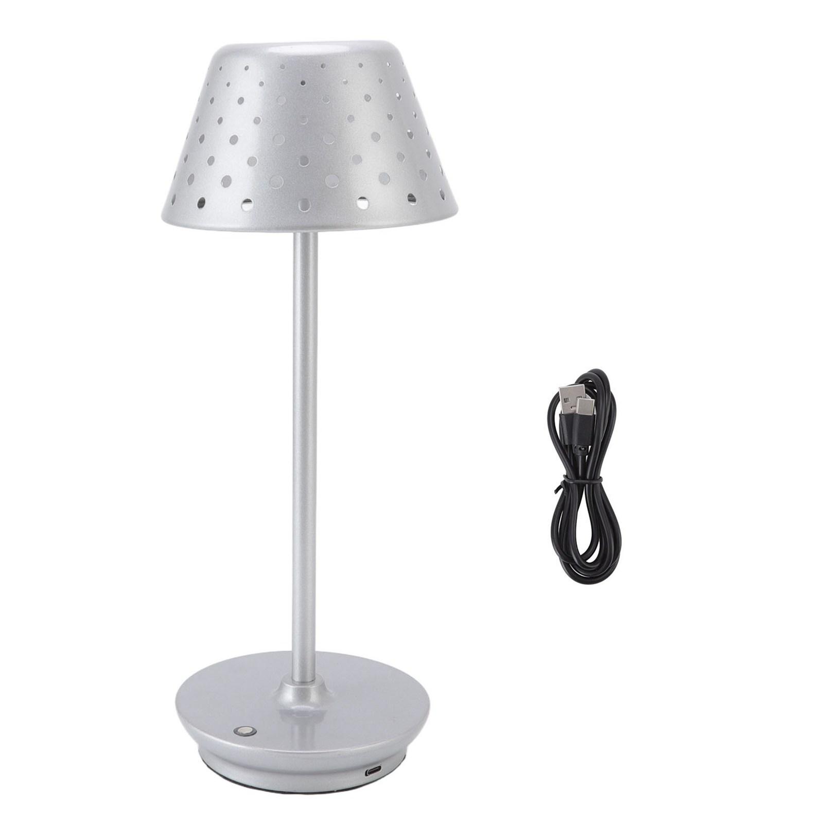 

Светодиодная настольная лампа Ретро Простой Беспроводной дизайн Бесступенчатая регулировка яркости Сенсорный настольный светильник для спален баров серебряный