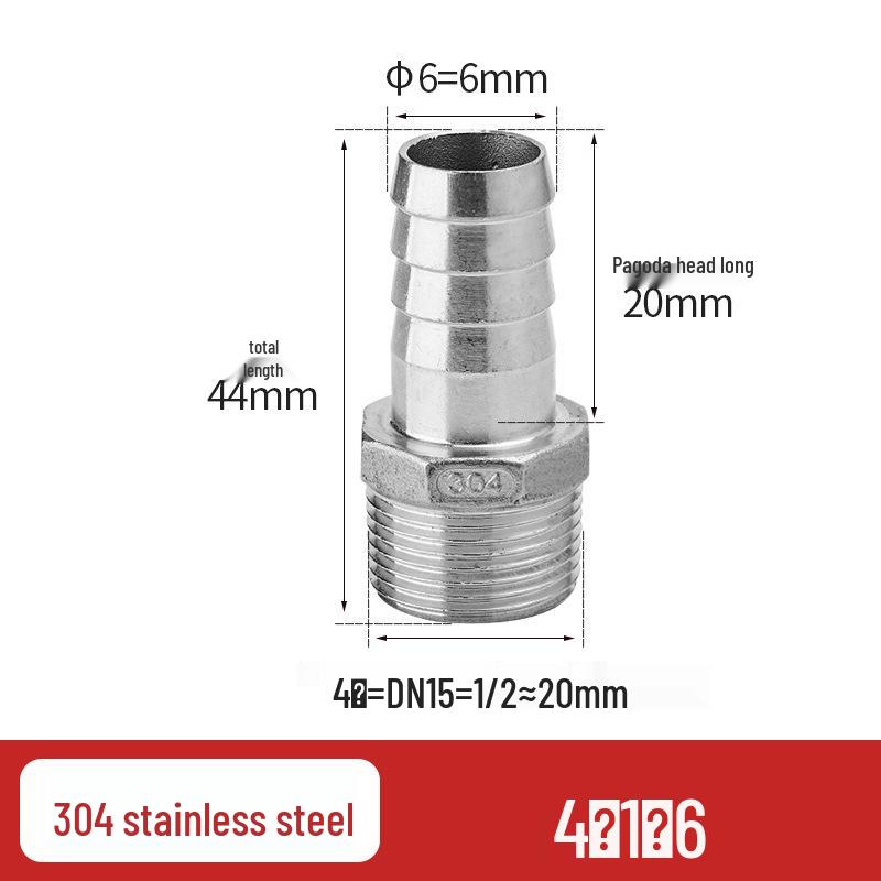 304 Stainless Steel Hex Male Thread Pagoda Fitting for Water/Air Hose