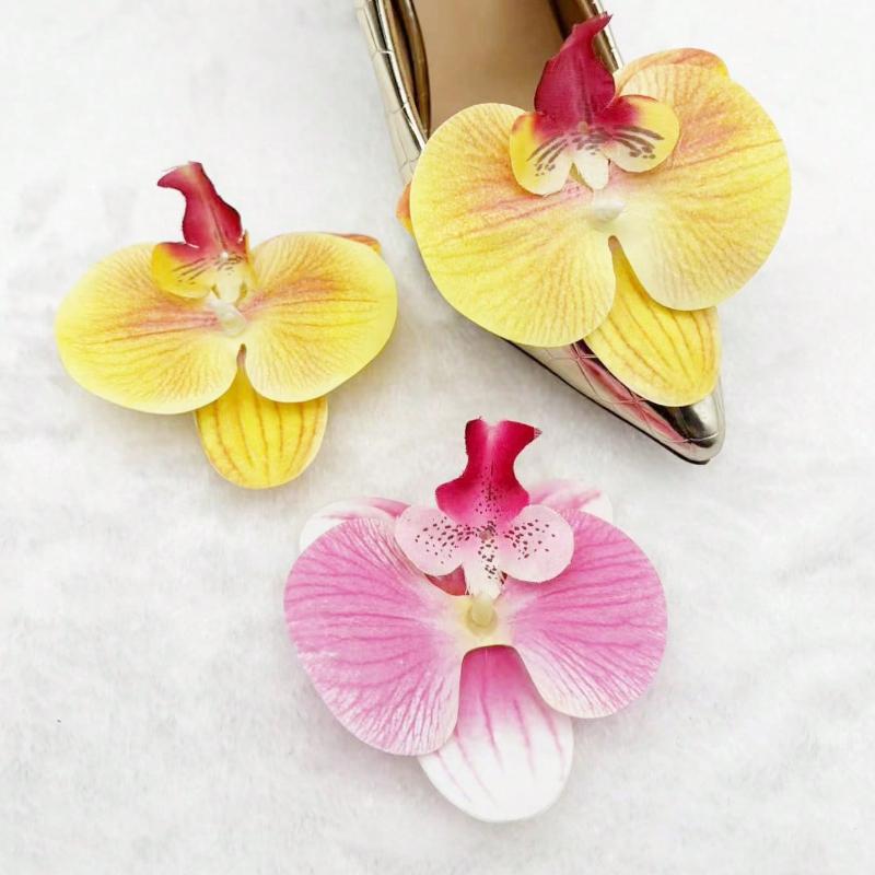 2pcs Colorful Lifelike 3D Orchid Flower Cluster Exaggerated Shoe Clips With Metal Clips, Removable Shoe/Clothing DIY Decorations
