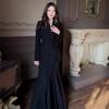 Rochie Maxi de Damă cu Imprimeu Floral și Mânecă Lungă Rochie Formală Pliată pentru Petrecere