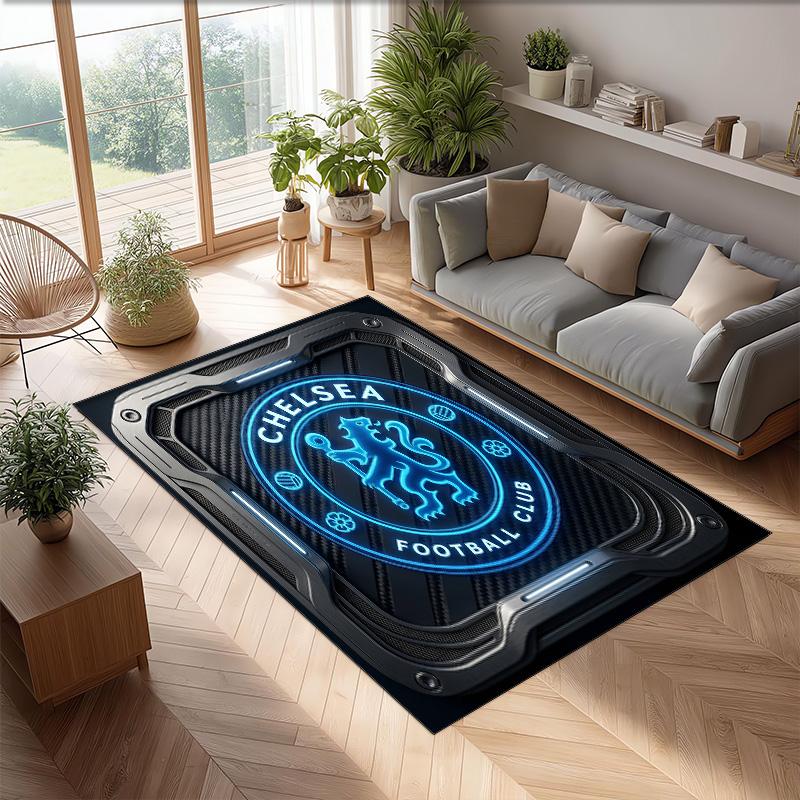 Chelsea FC Printed Flannel Area Rug Non Slip Soft Polyester Floor Carpet Indoor Decor Mat for Bedroom Living Room Sofa Game Room Home Decoration