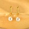 Elegant Imitation Pearl Pendant Earrings for Women,Gold Color Oval Hoop Earrings,Stainless Steel Jewelry Gift