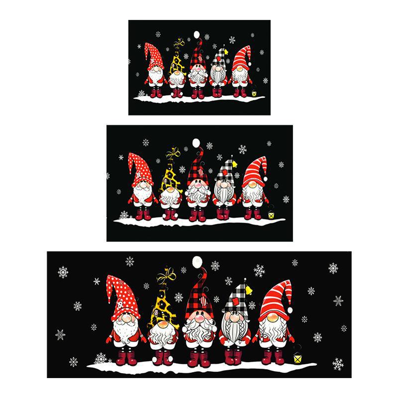 New Christmas Linen Kitchen Mat Set: Absorbent, Stain-Resistant, Decorative Long Strip Rugs.