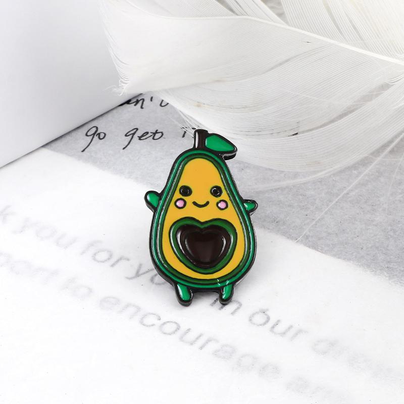 Cute Green Avocado Pins Cartoon Funny Lovely Heart Brooch Enamel Badge Jewelry Gifts for Kids Friends Clothes Denim Backpack Pin