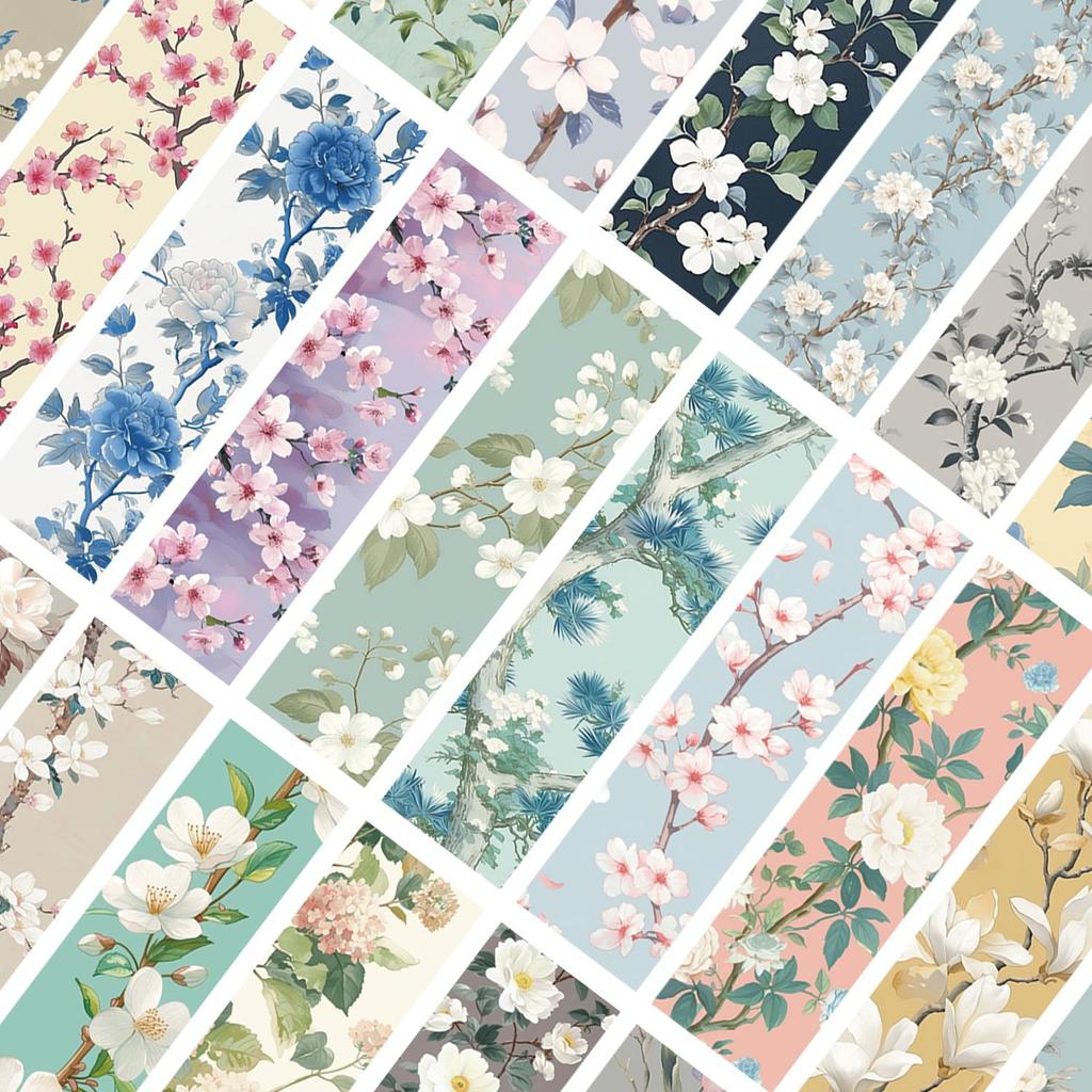 30pcs Vintage Flower Bookmarks, Natural Style Durable Paper Soothing Illustrations Perfect Collectible Set for Book Lovers