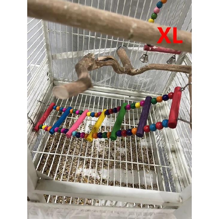 Giocattolo pappagallo con design a scala decorato con perline colorate, adatto agli uccelli per arrampicarsi, giocare, dondolarsi, accessori e forniture per gabbie per uccelli