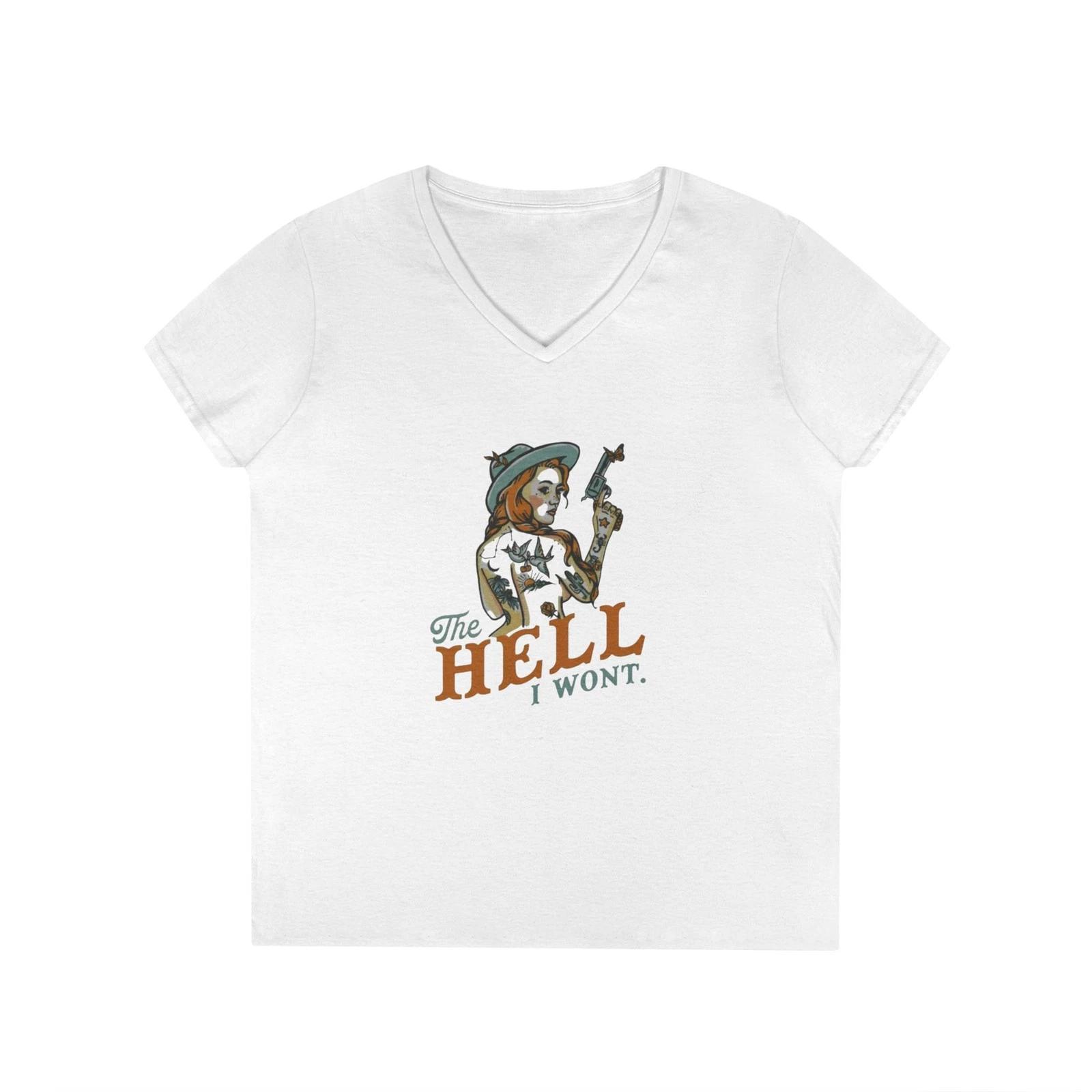 Empowered Ladies  V-Neck T-Shirt, Inspirational Tee, Gift for Her, [...] S